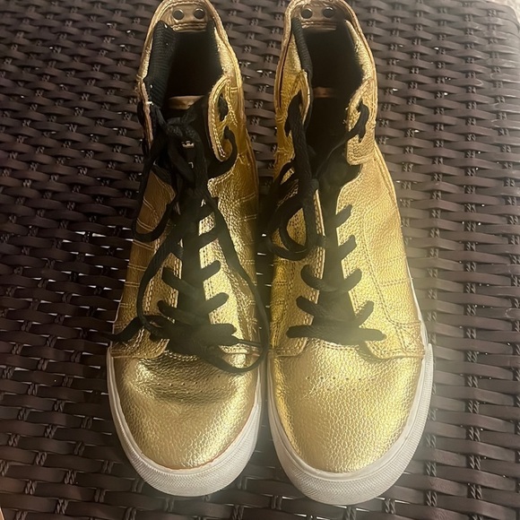 Supra high top gold metallic shiny Sneakers size 5.5 - Picture 1 of 11